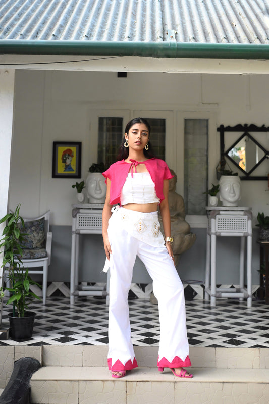 Co-ord White pant & Bolero styled top