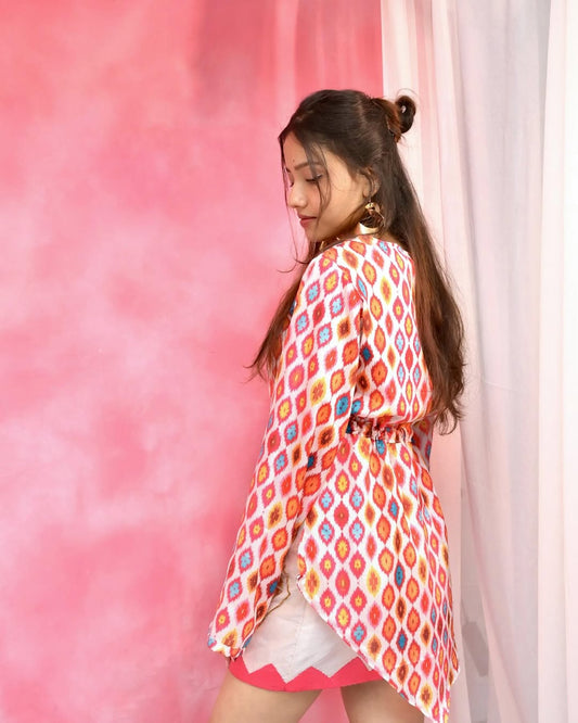 Ikat Rhythm Tie-Back Top