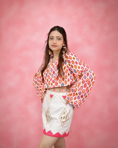 Ikat Rhythm Tie-Back Top