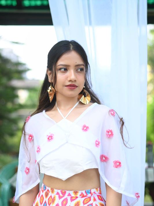 Pink & White Embroidered Summer Co-ord
