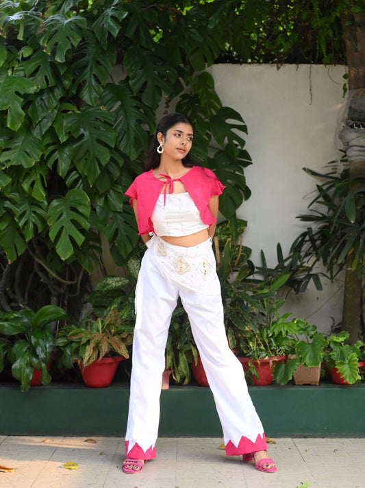 Co-ord White pant & Bolero styled top