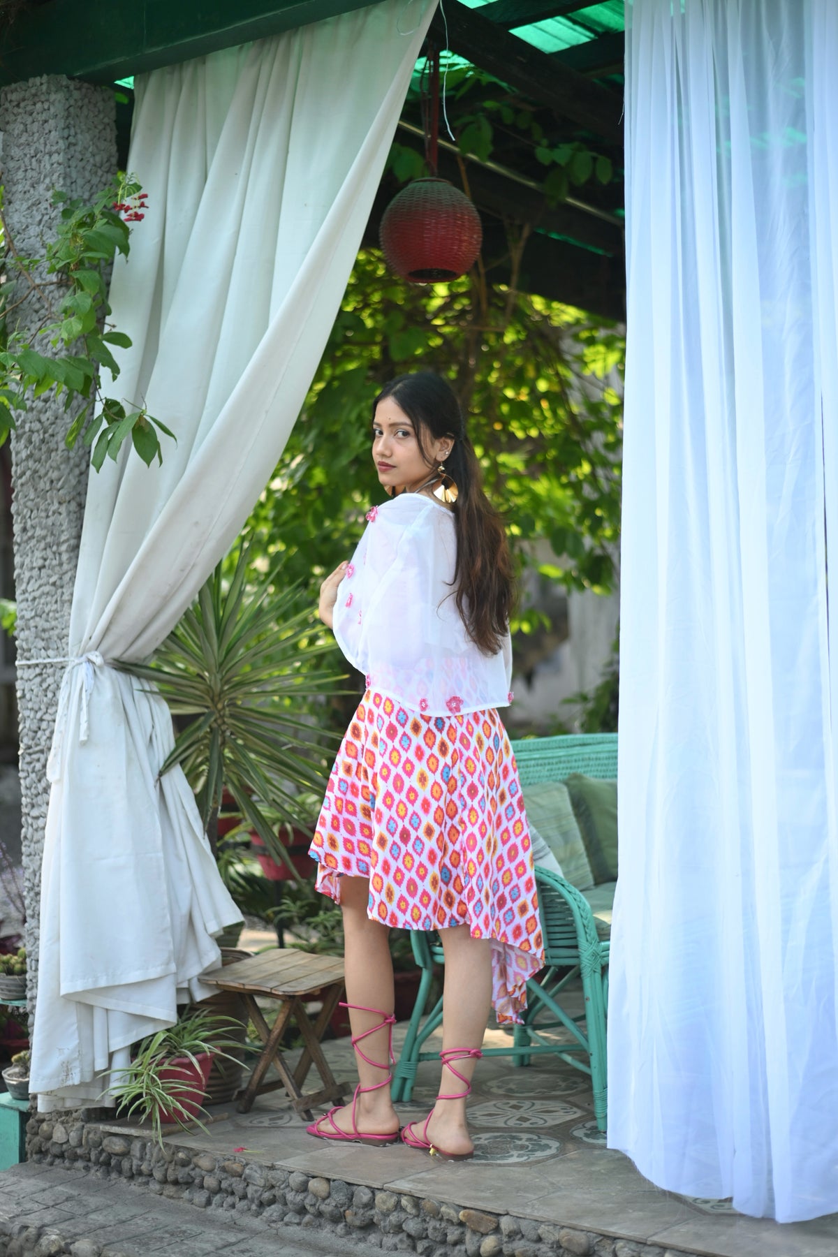 Pink & White Embroidered Summer Co-ord