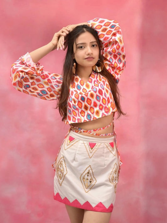 Ikat Rhythm Tie-Back Top