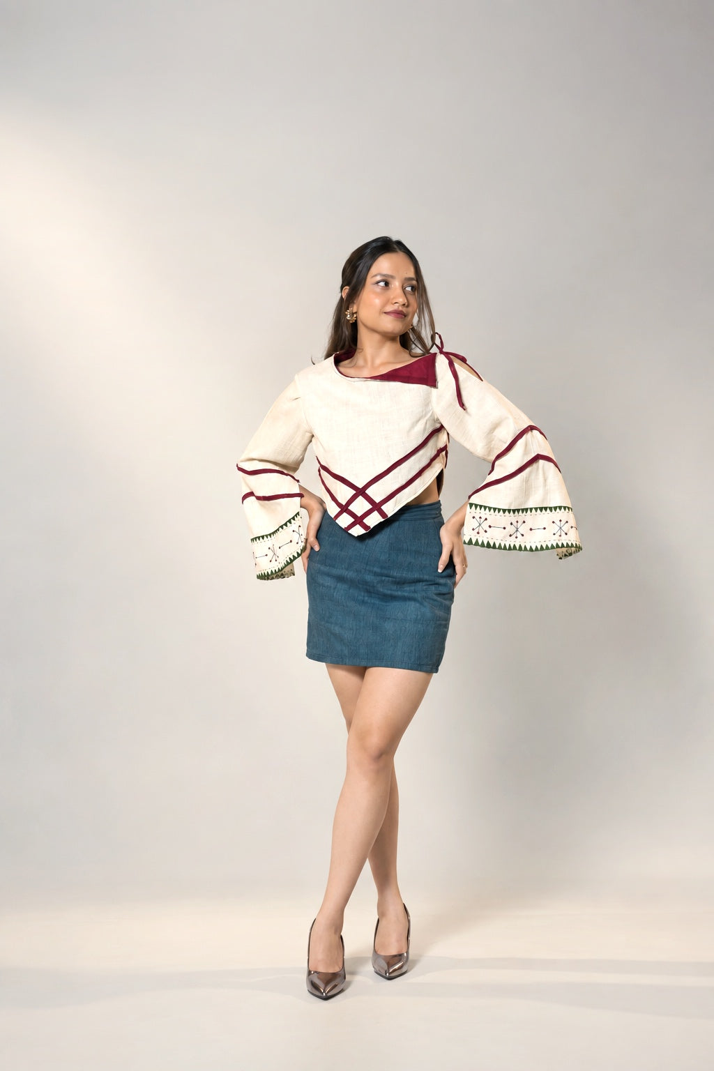 Skirt & flare sleeves top