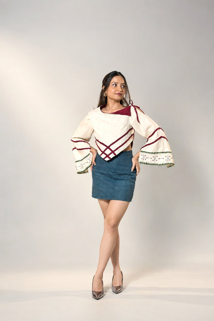 Skirt & flare sleeves top