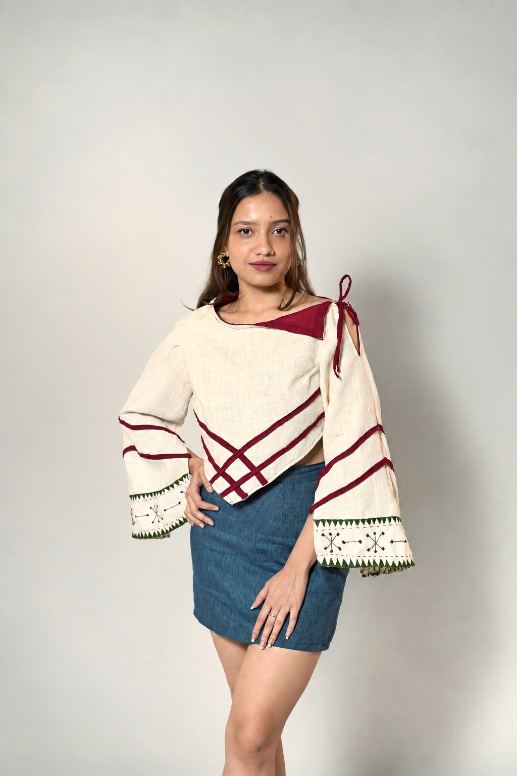 Skirt & flare sleeves top