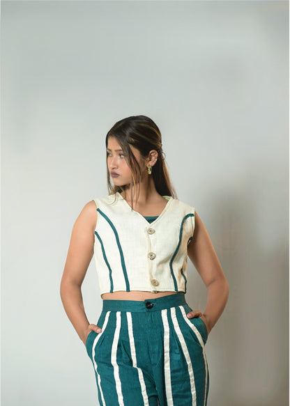 Teal Striped Tailored Co-Ord Set