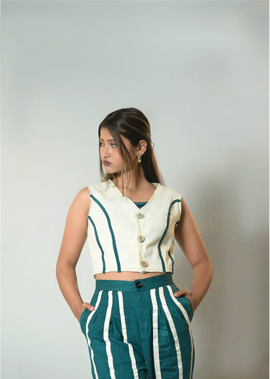 Teal Cropped Vest