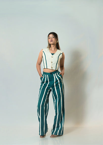 Teal Striped Tailored Co-Ord Set