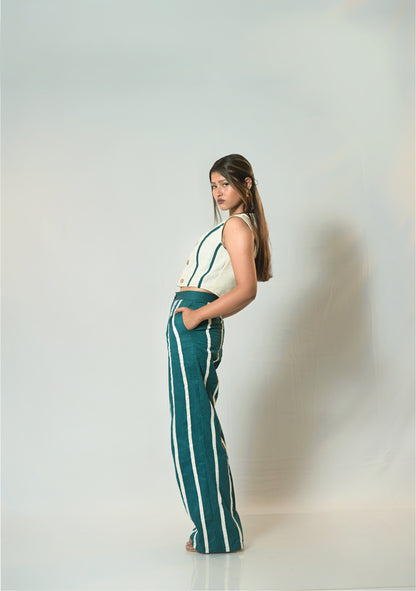 Teal Striped Tailored Co-Ord Set