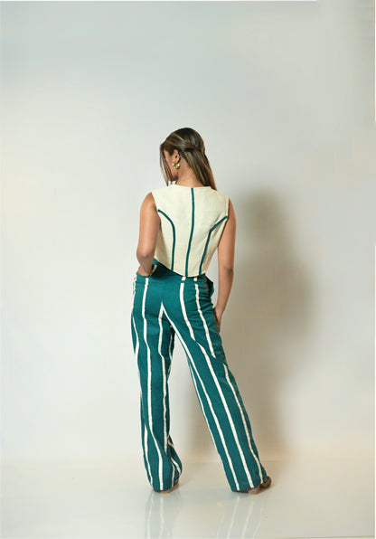 Teal Striped Tailored Co-Ord Set